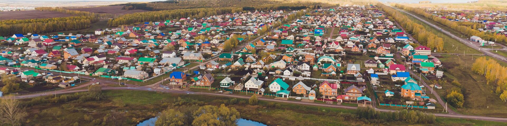 Chishmy city in the Republic of Bashkortostan. View from a small town.