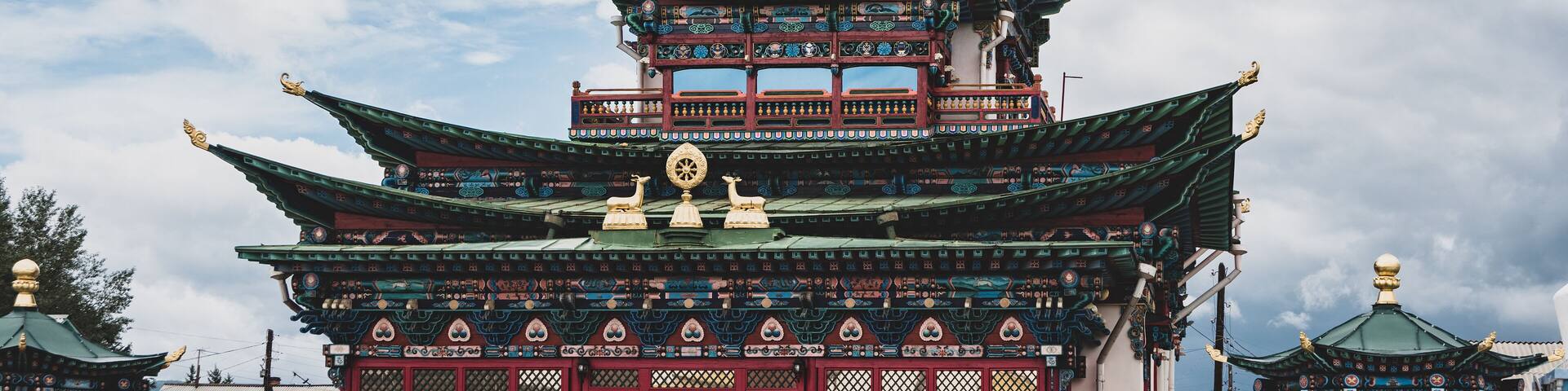 View of Etigel Khambin Temple at the territory of the Ivolginsky datsan, The Republic of Buryatia.