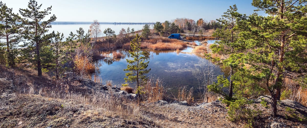 Abandoned quarry. Spirino, Orda district, Western Siberia