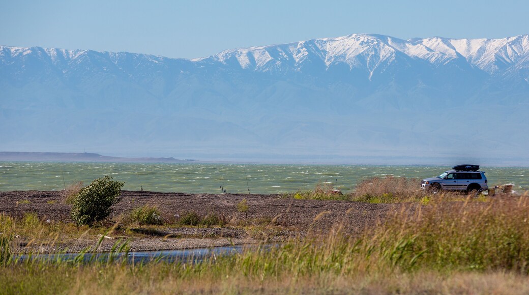 fishermen on the lake with a car