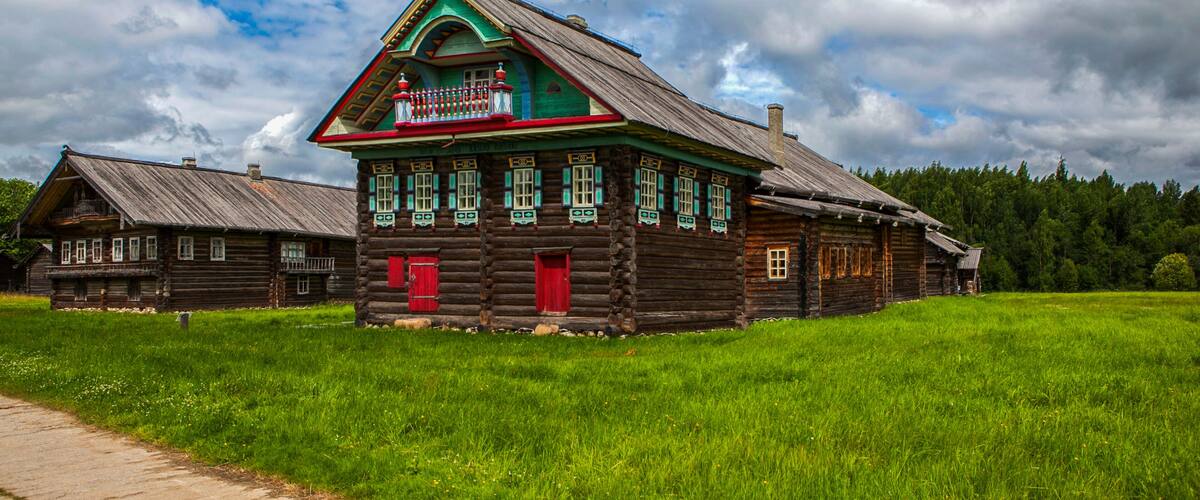 House of V.N. Kopylov 1881 from the village of Korostelevo Korobitsynsky village council Syamzhensky district. Architectural complex "Semenkovo" Vologda region. Russia
