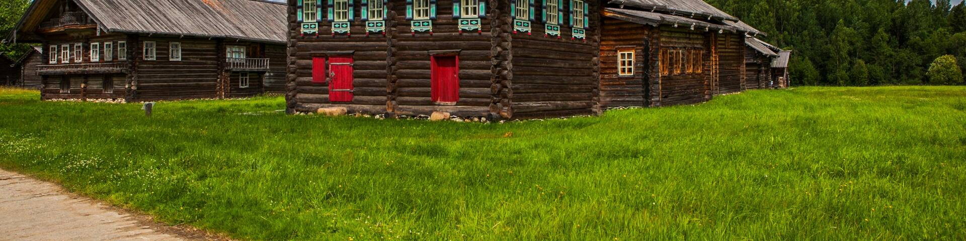 House of V.N. Kopylov 1881 from the village of Korostelevo Korobitsynsky village council Syamzhensky district. Architectural complex "Semenkovo" Vologda region. Russia