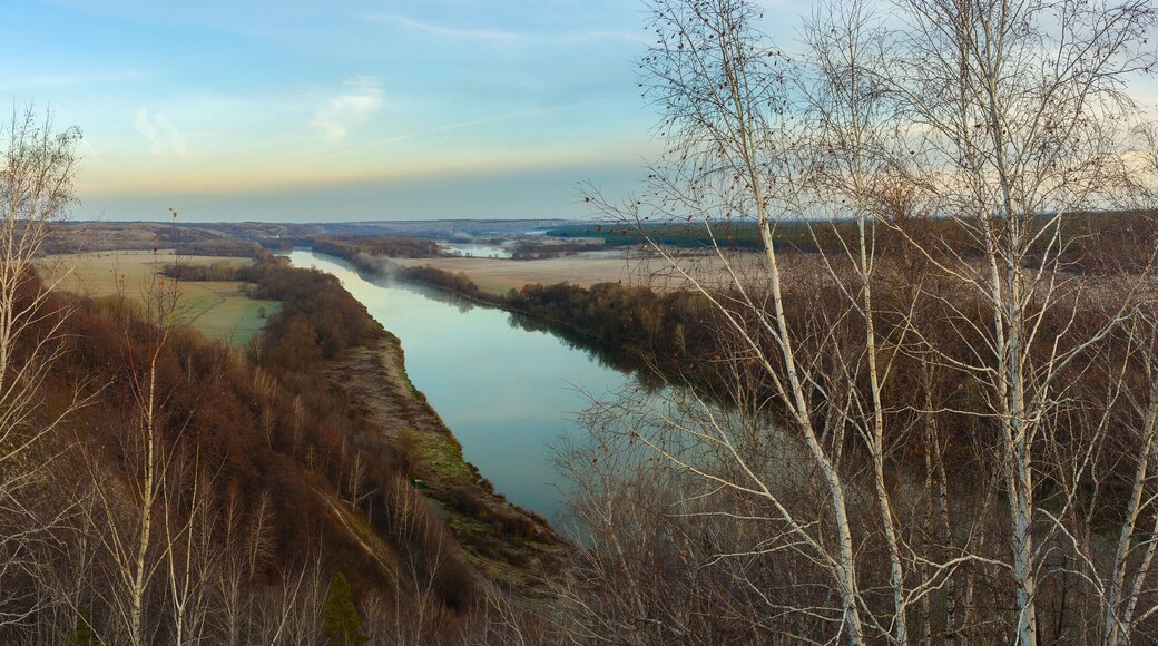Panoramic view of the valley of the river Don. Photo taken in autumn in Russia.