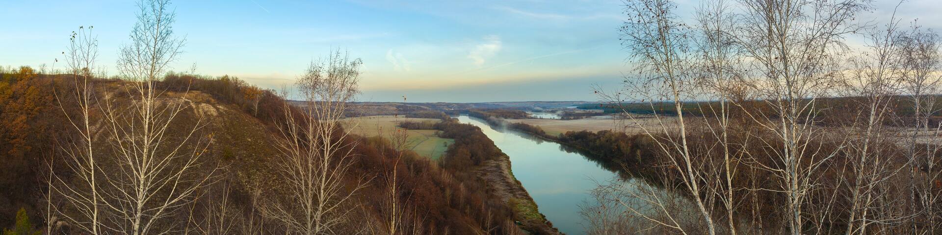 Panoramic view of the valley of the river Don. Photo taken in autumn in Russia.