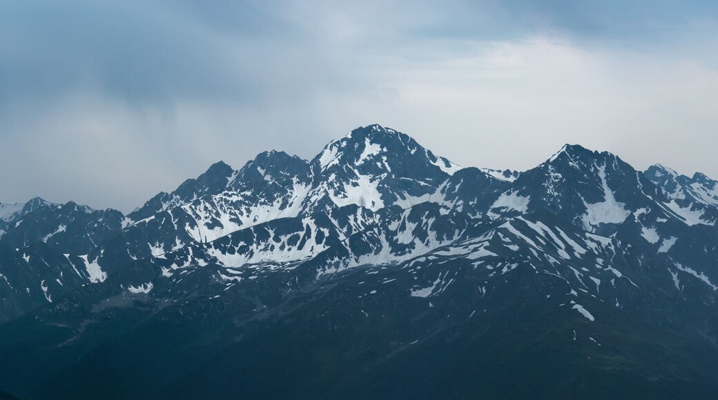 Snow mountain top. Mount Dzichekish. Caucasus Mountains.