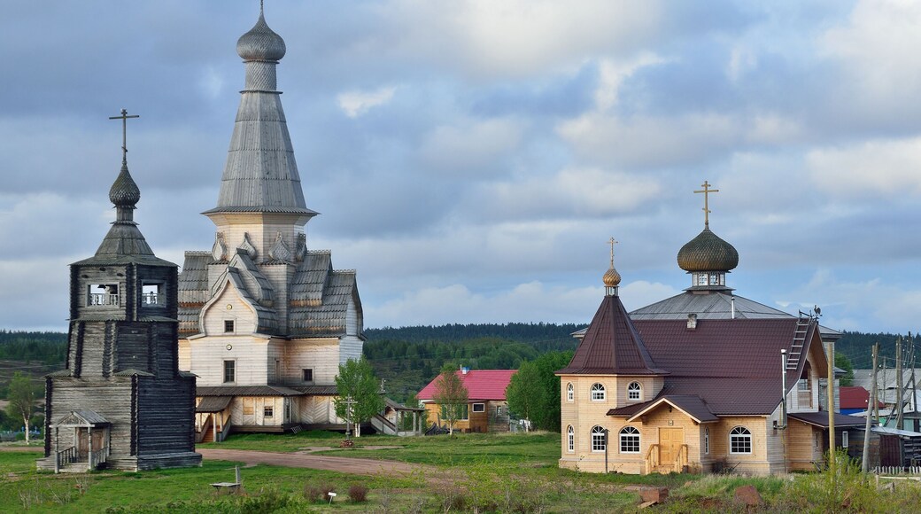 Russia, Murmansk region, Tersky district, the village of Varzuga. Ancient wooden churches