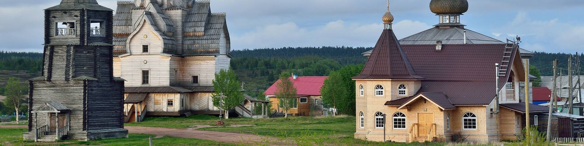 Russia, Murmansk region, Tersky district, the village of Varzuga. Ancient wooden churches