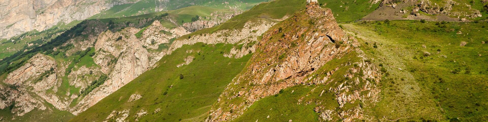 Landscape, Caucasus Mountains in summer cloudy day