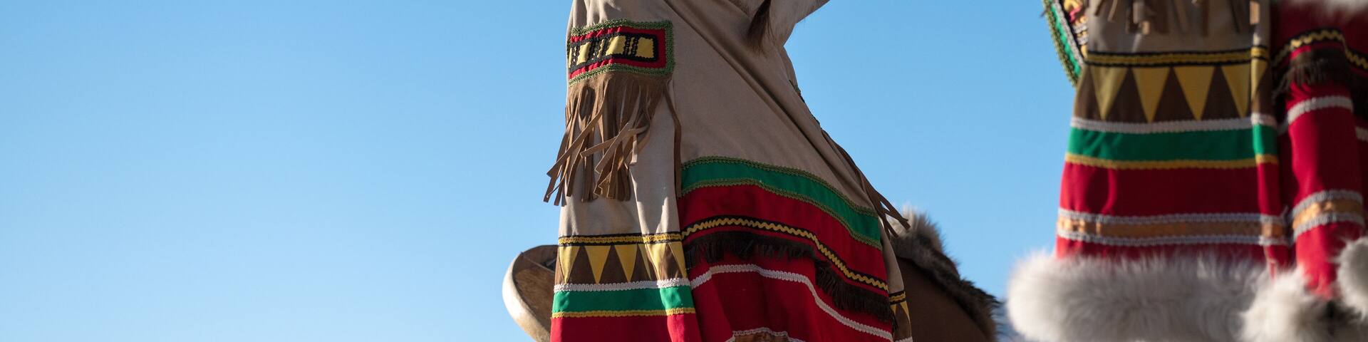 Yakutsk, Yakutia/Russia- May 21 2019: Celebration of a significant event - the inclusion of eight districts of Yakutia in the Arctic zone of Russia. Dancers in national folk clothes with drums