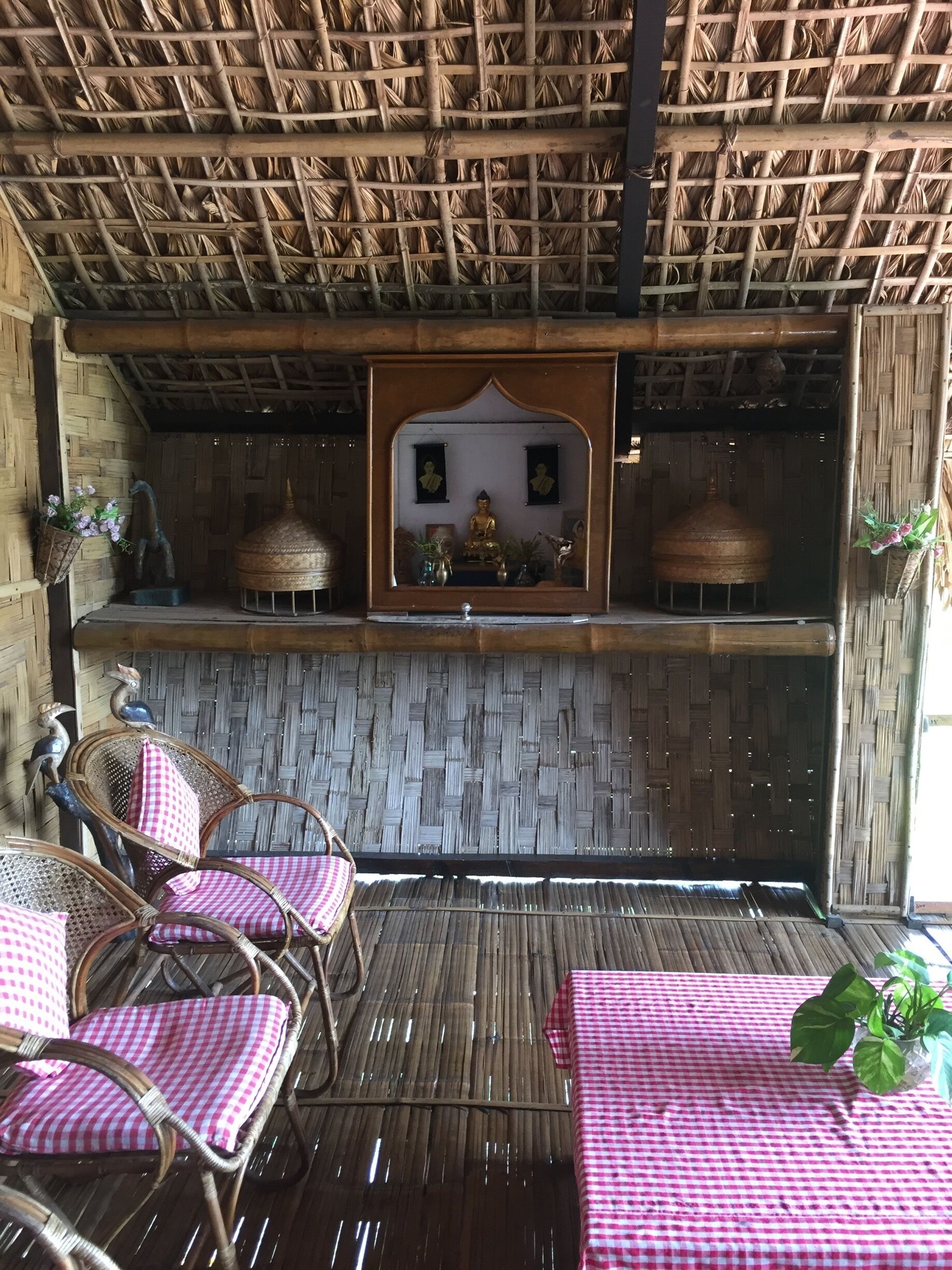 The floor is made out of bamboo 