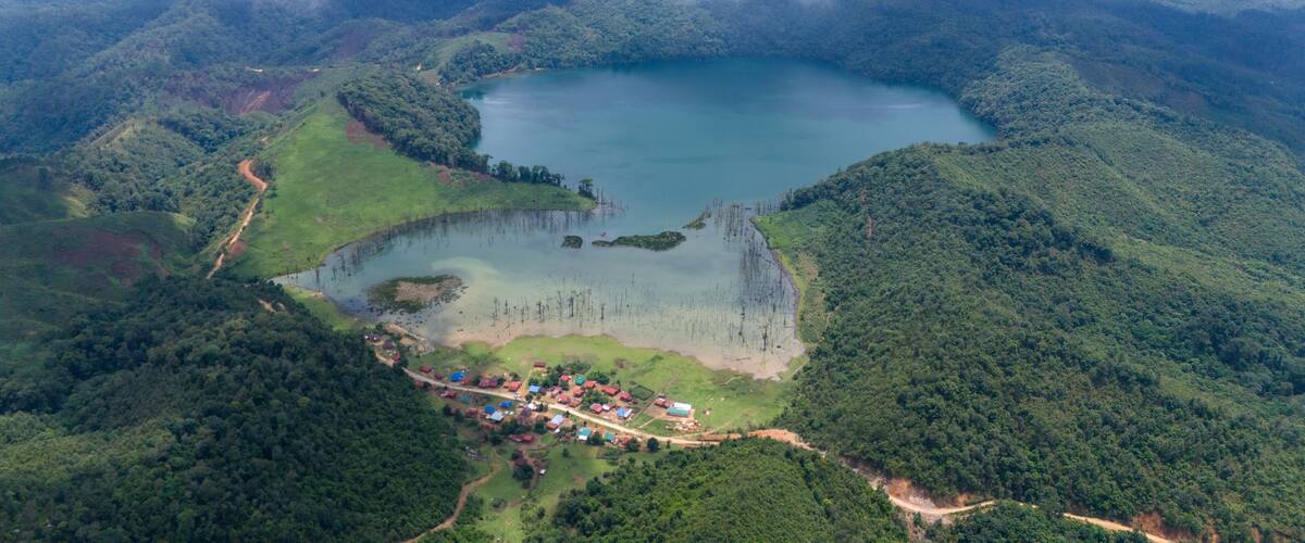 Nong Far Lake at Attapeu, Laos
Nong Fa Lake or Nongphatom Lake ('Blue Lake') is a volcanic crater lake in the mountains of Sanxay District, Attapeu Province, southeastern Laos, in the Dong Ampham Nati