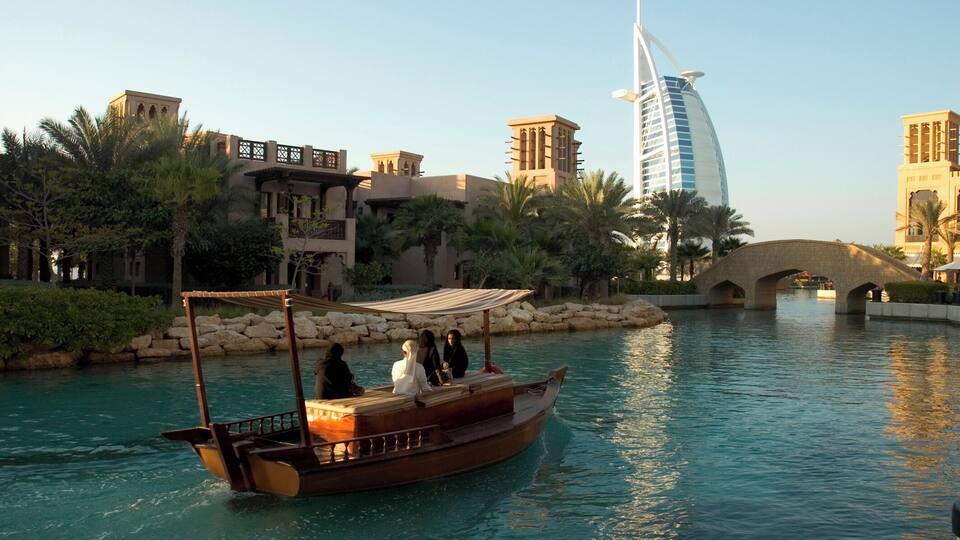 View of Madinat Jumeirah seen from the lake