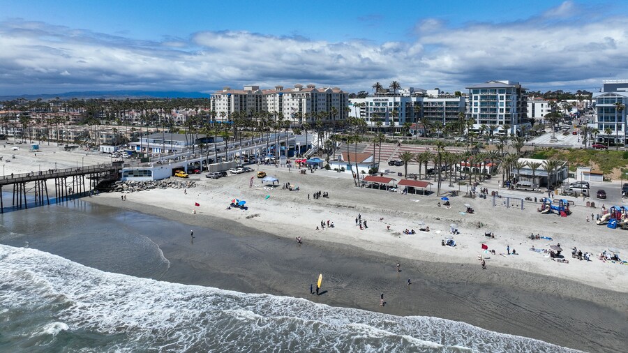 Oceanside, California, looking at the Downtown on the Beach with the Pier in the Background along the Resort Area