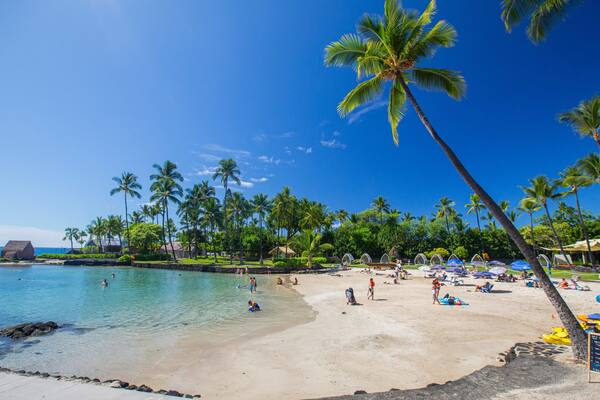Kamakahonu Beach showing general coastal views, a beach and tropical scenes