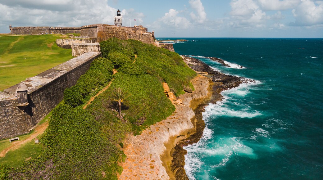San juan el morro san Felipe castle fortress landscape with a lighthouse from the Caribbean puerto rico tropical island