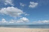 beautiful view of blue cloudy sky and sea with sand at sunny day ( Had Sai Ree Beach, Chumphon, Thailand)