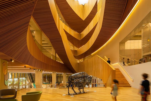 Calgary Central Library showing interior views and art