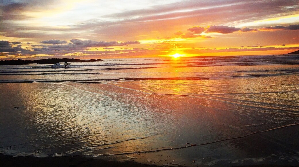 Great beach to take our dogs outside the peak season when there is no restriction. Watch the surfers catch some waves, nice view towards Burgh Island & excellent sunsets if you’re lucky