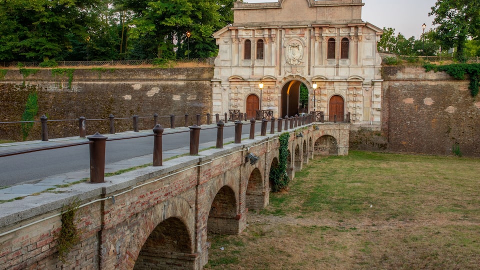 Monumental entrance to the Cittadella di Parma, a pentagonal fortress built in the Emilian city. The construction of the Citadel was born for defensive purposes in center of Parma.
