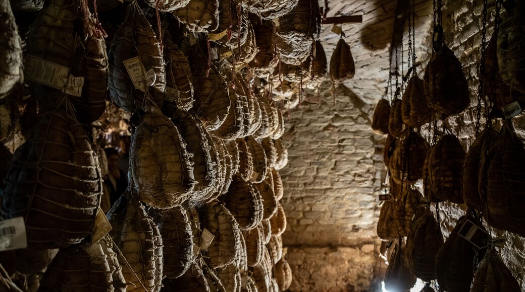Culatello di Zibello traditional italian ham production cellar