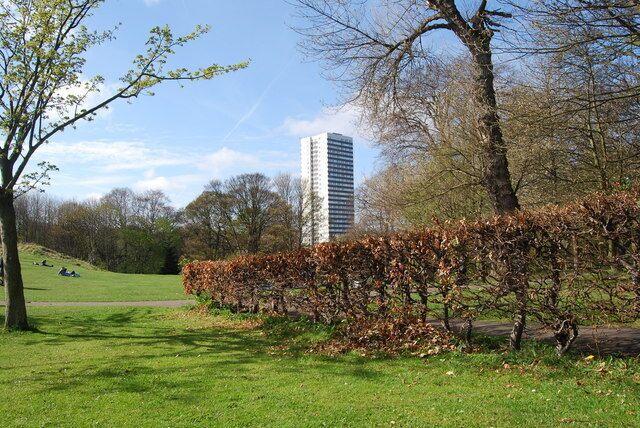 Part of Heaton Park, Newcastle-upon-Tyne, with Vale House in the background