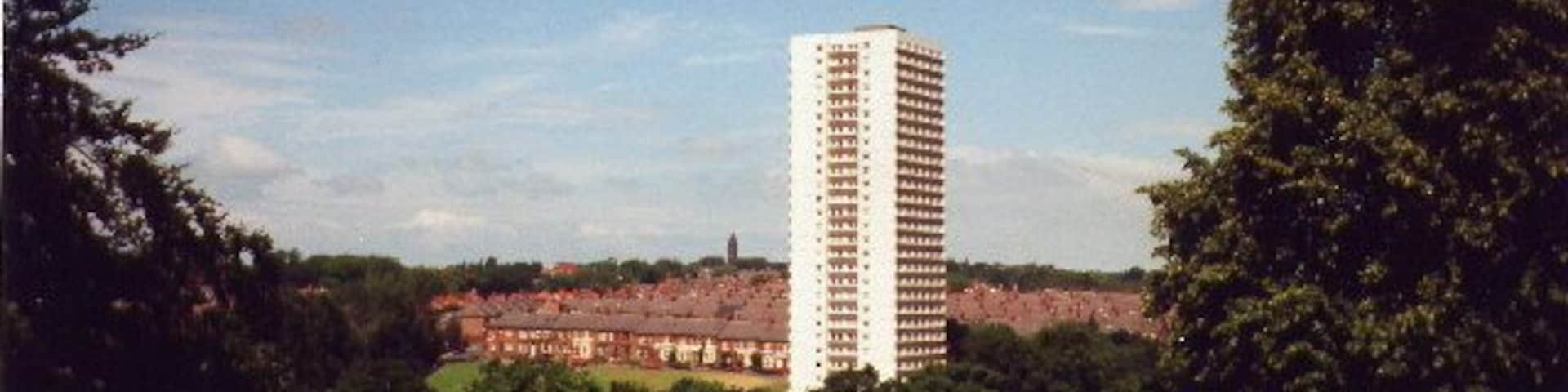 View across Jesmond Vale, Newcastle-upon-Tyne, to Vale House