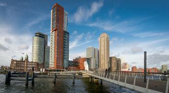 Walking the Bridge from Katendrecht. Scenic Urban Stroll with Views of Rotterdam’s Skyline and Modern Architecture
