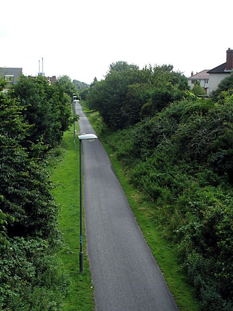 Bristol to Bath Cycle Path. Looking down on the Bristol to Bath cycle path, which was the first cycle route created by Sustrans (which celebrates its 30th birthday in July 2007). Taken looking down from the bridge on Devon Road in Easton. Compare the sky with one taken the opposite direction just before 483425.