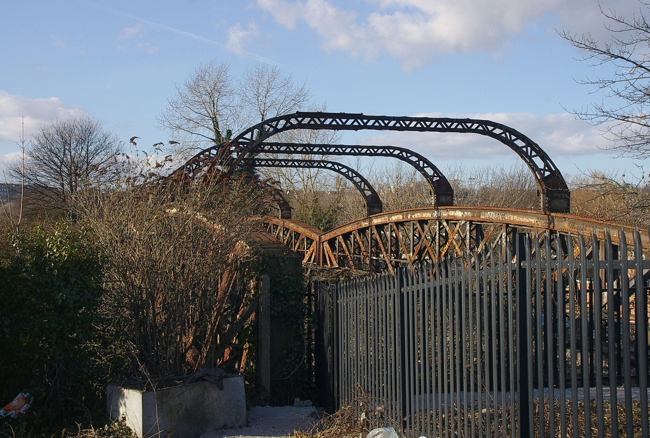 The disused railway bridge just north of Stapleton Road railway station.