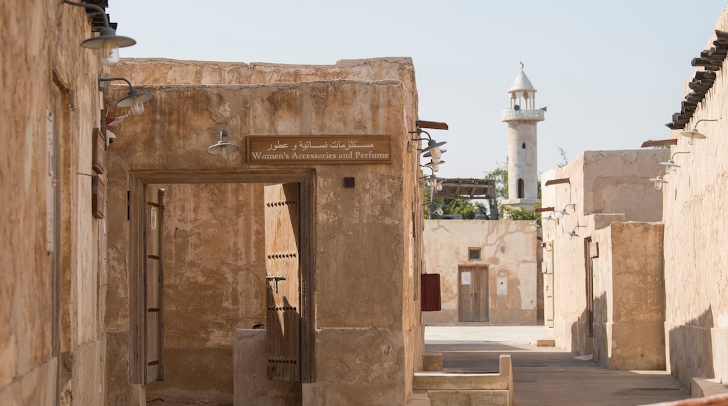 Al Wakrah ,Qatar -02/01/2020 : New souk waterfront promenade with his traditional houses and mosque
