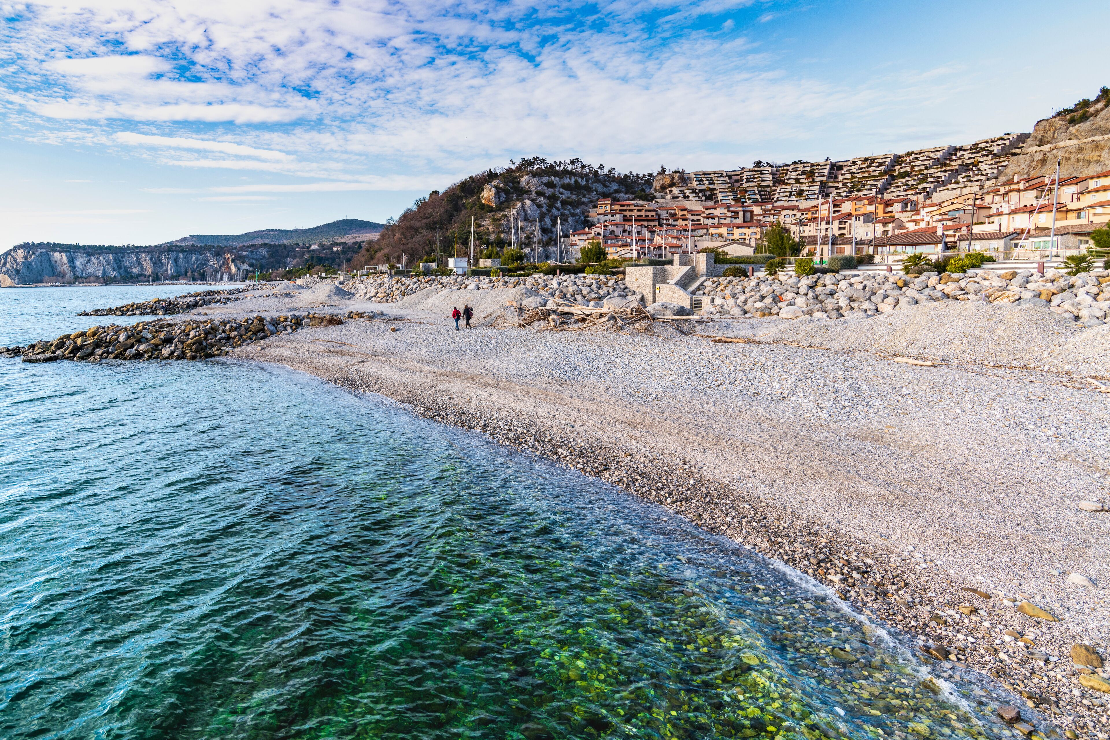 Winter sunset over the bay of Portopiccolo Sistiana. Duino. Italy