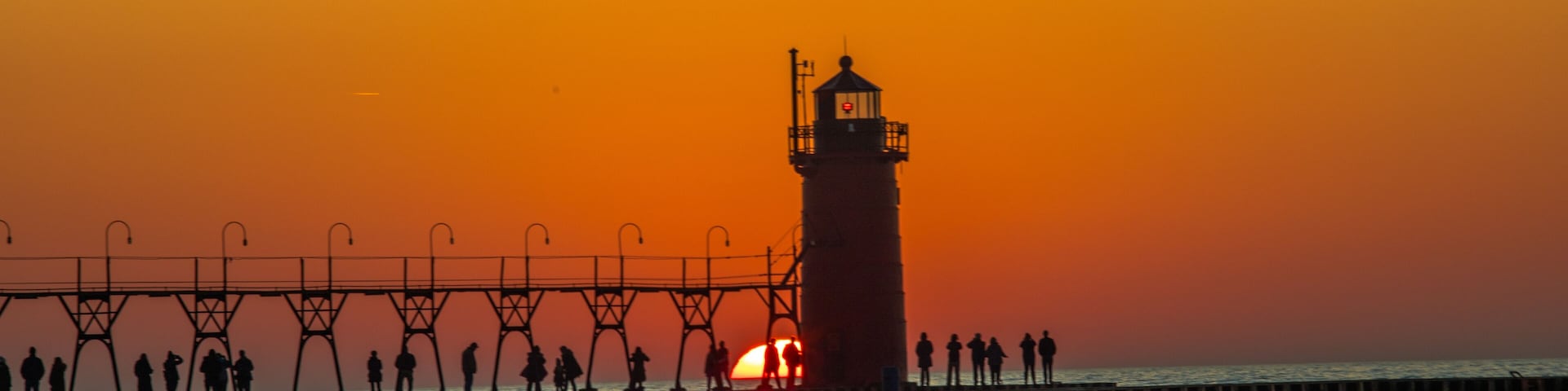 Sunset on Lake Michigan in South Haven on the North Pier.
