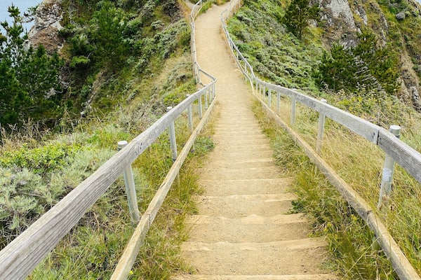 Muir Beach Overlook. Muir Beach Overlook is part of the Golden Gate National Recreation Area. People may visit this cliffside park when driving on State Route 1 north of San Francisco, California