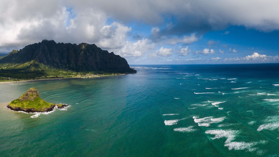 Aerial panorama of Mokolii,Oahu, Hawaii.