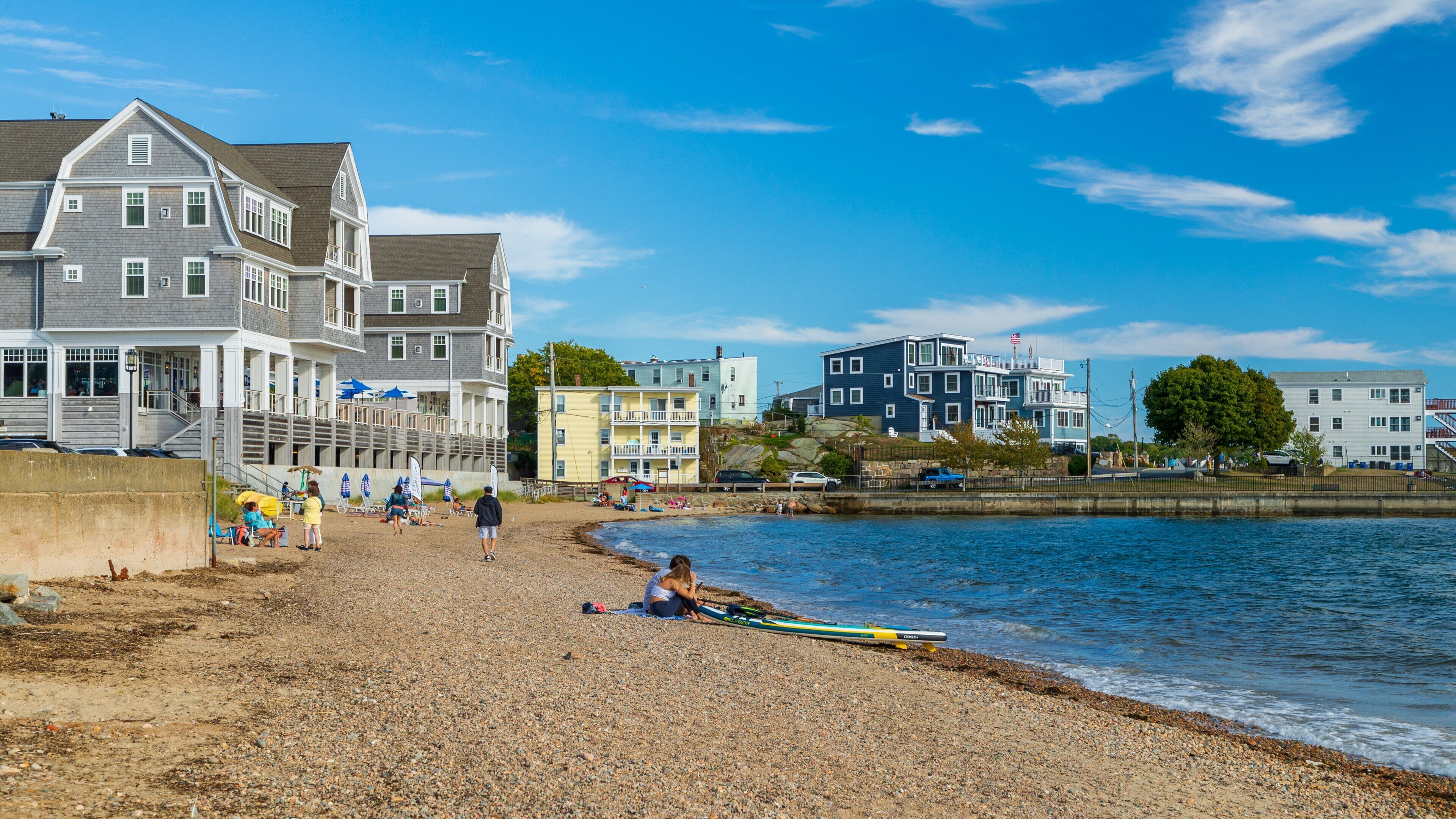 Pavilion Beach featuring a beach and a coastal town