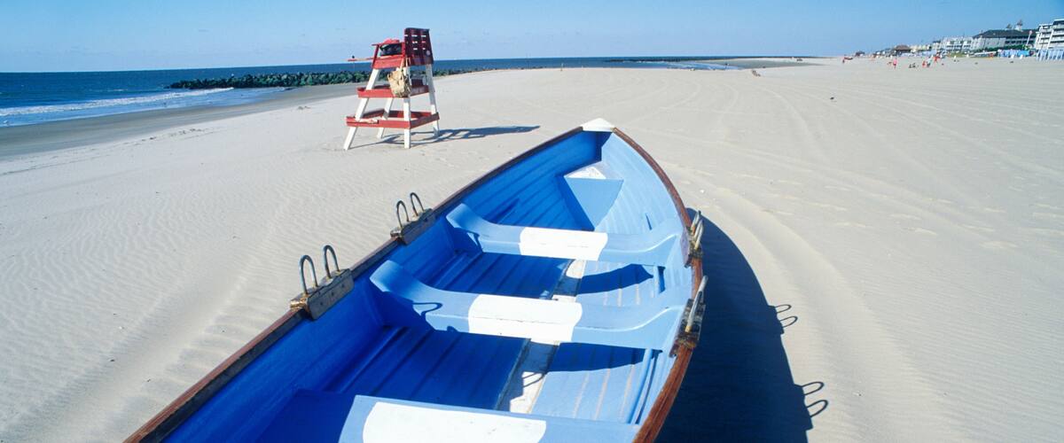 Lifeboat on Beach in the morning, Cape May, NJ