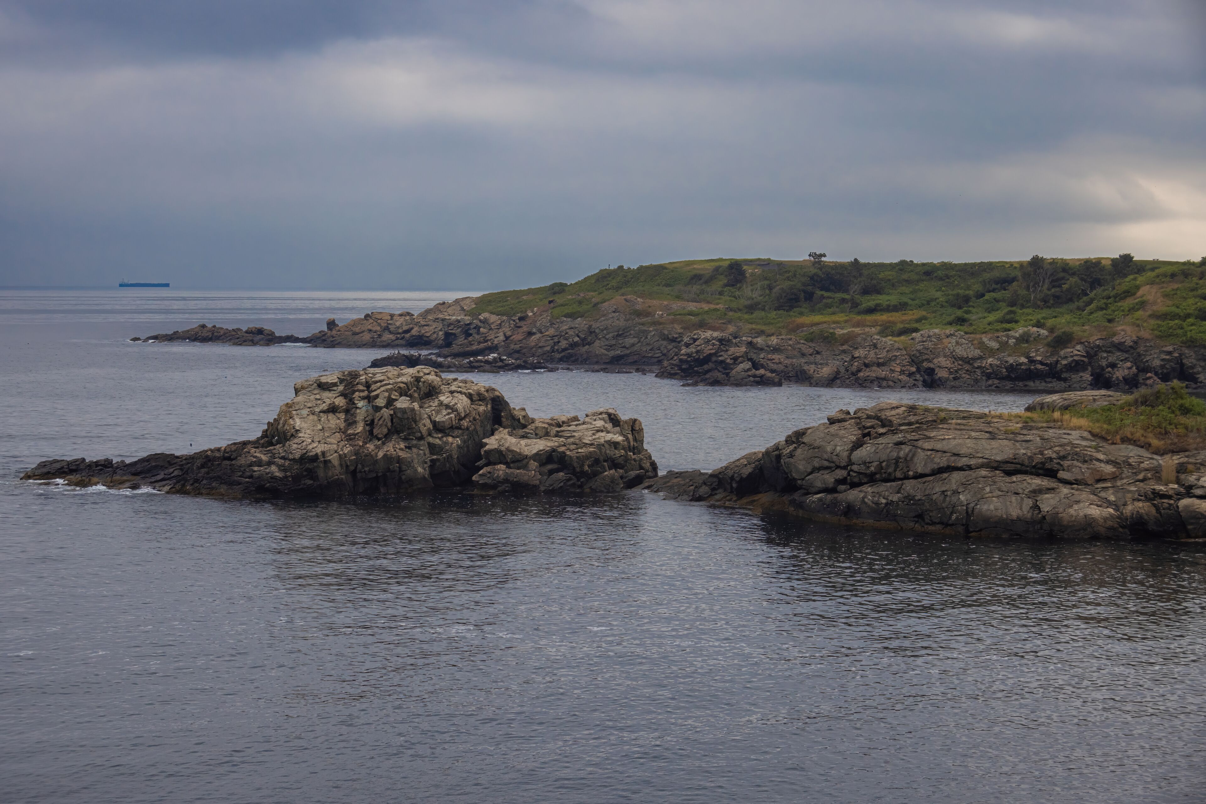 Huge Moody Rocks And Cliffs Landscape Near The Coast  Of the Atlantic Ocean