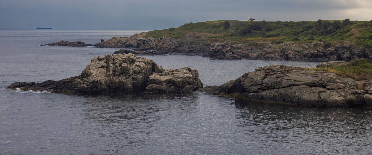 Huge Moody Rocks And Cliffs Landscape Near The Coast  Of the Atlantic Ocean