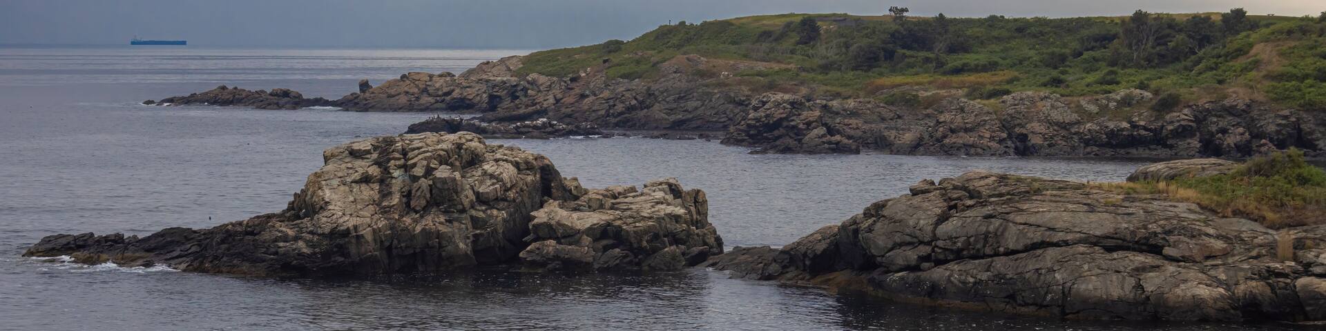 Huge Moody Rocks And Cliffs Landscape Near The Coast Of the Atlantic Ocean