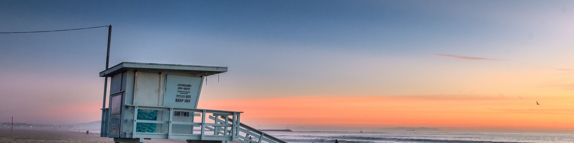 Santa Monica beach at sunset, Los Angeles