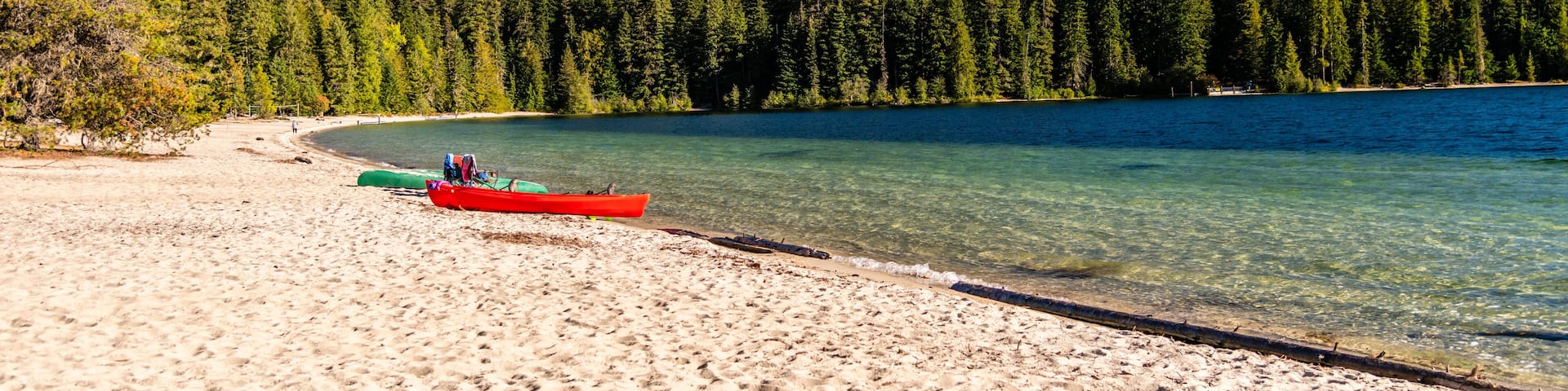 Red Canoe At Priest Lake, Idaho.