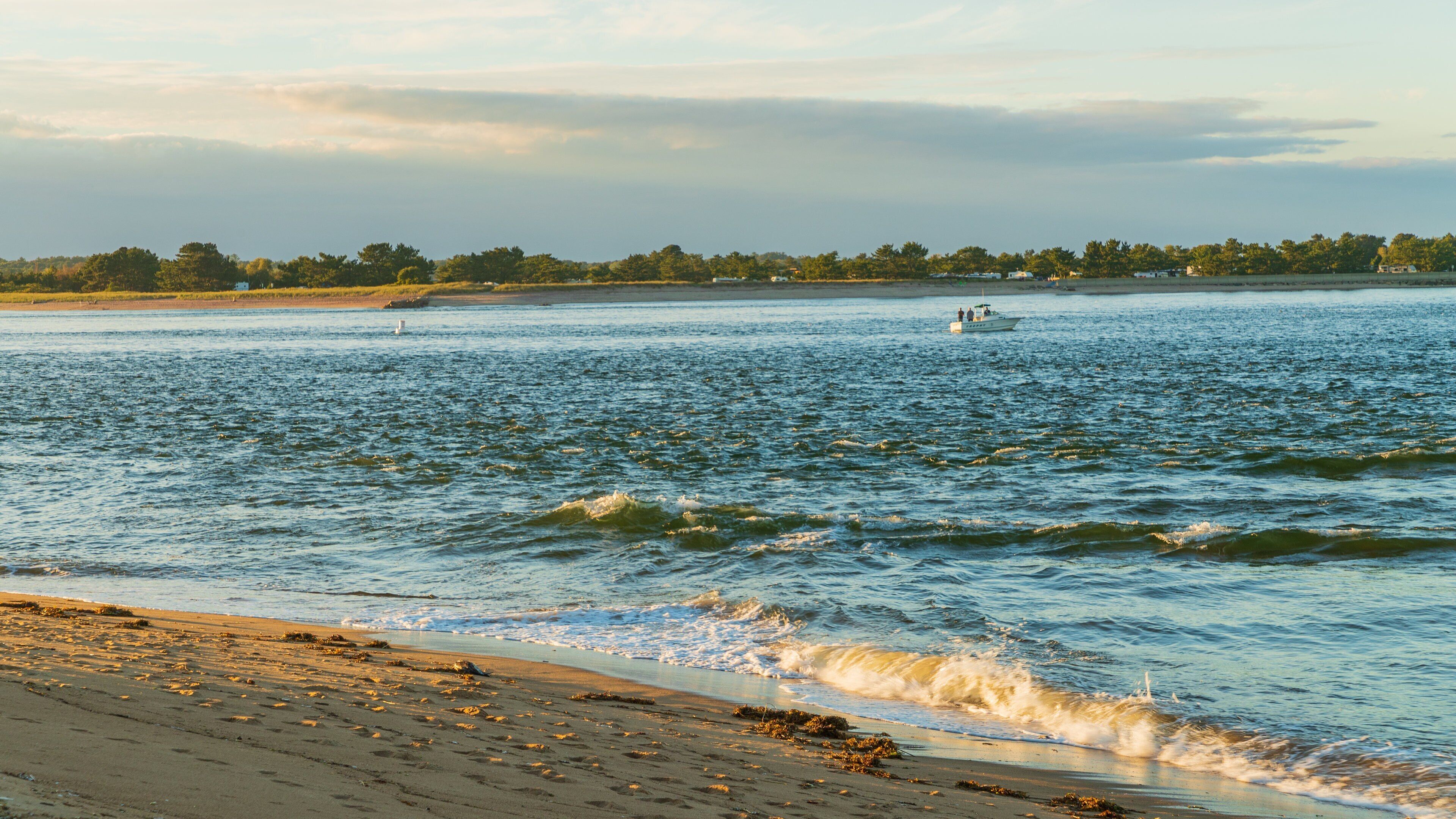 Plum Island Beach which includes a sunset and general coastal views