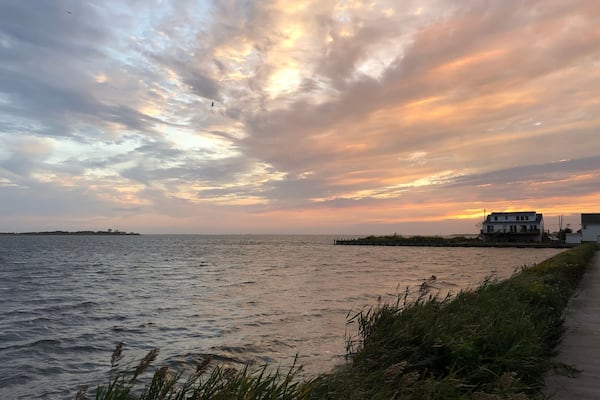 Beautiful Dramatic Cloudy Sunset Over Great South Bay at Tanner Park in Copiague, Long Island, NY