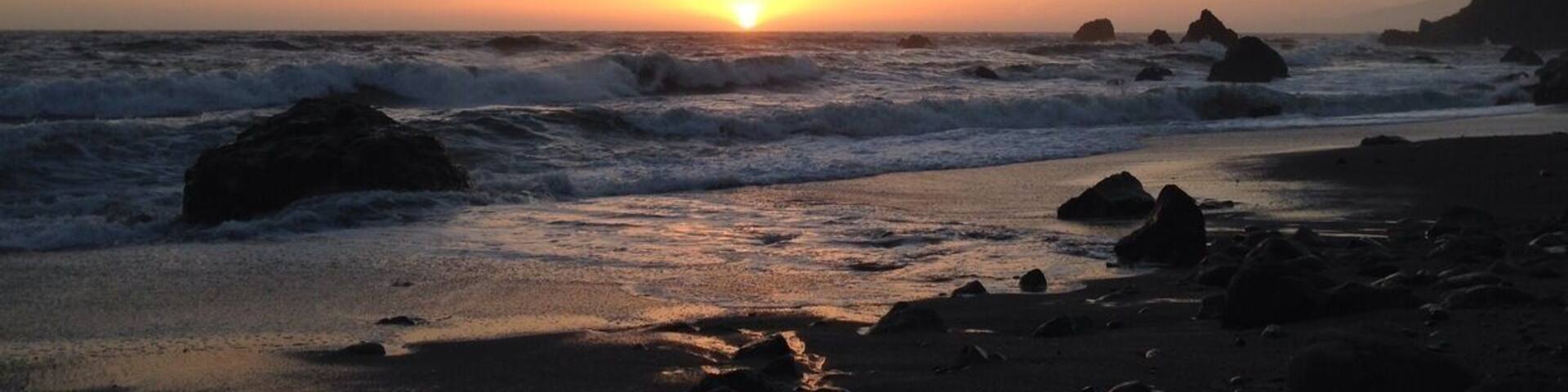 Took the dogs down to the beach for the sunset. One of the great places to pull off the road on Highway 1!