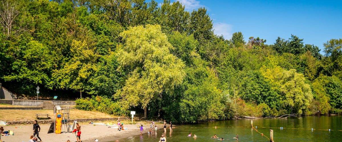 Mount Baker Beach which includes a lake or waterhole and swimming