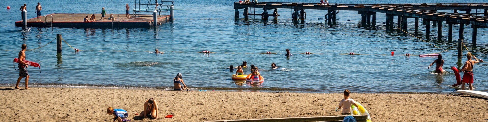 Mount Baker Beach showing a beach, swimming and general coastal views
