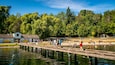 Mount Baker Beach showing a lake or waterhole as well as a small group of people