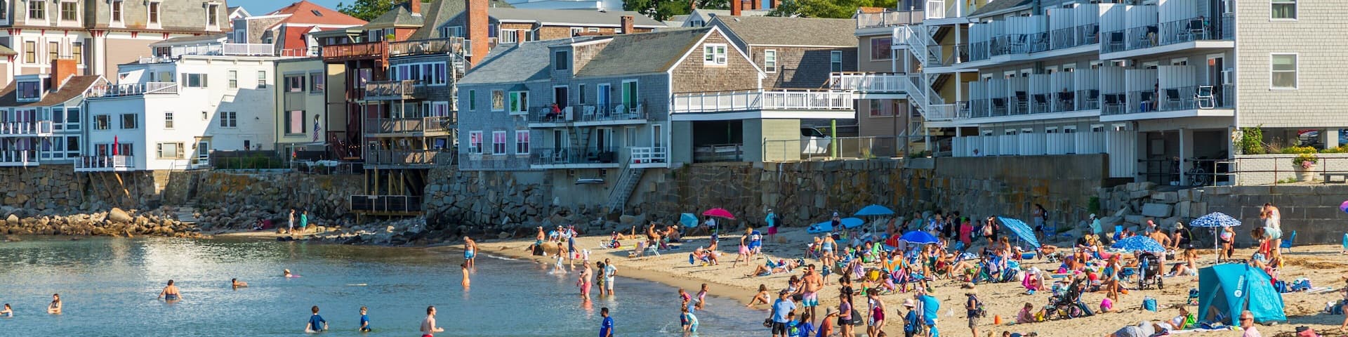 Front Beach showing general coastal views, a sandy beach and swimming