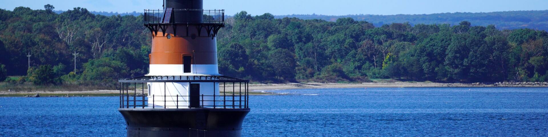 Plum Beach Lighthouse in Narragansett Bay Rhode Island