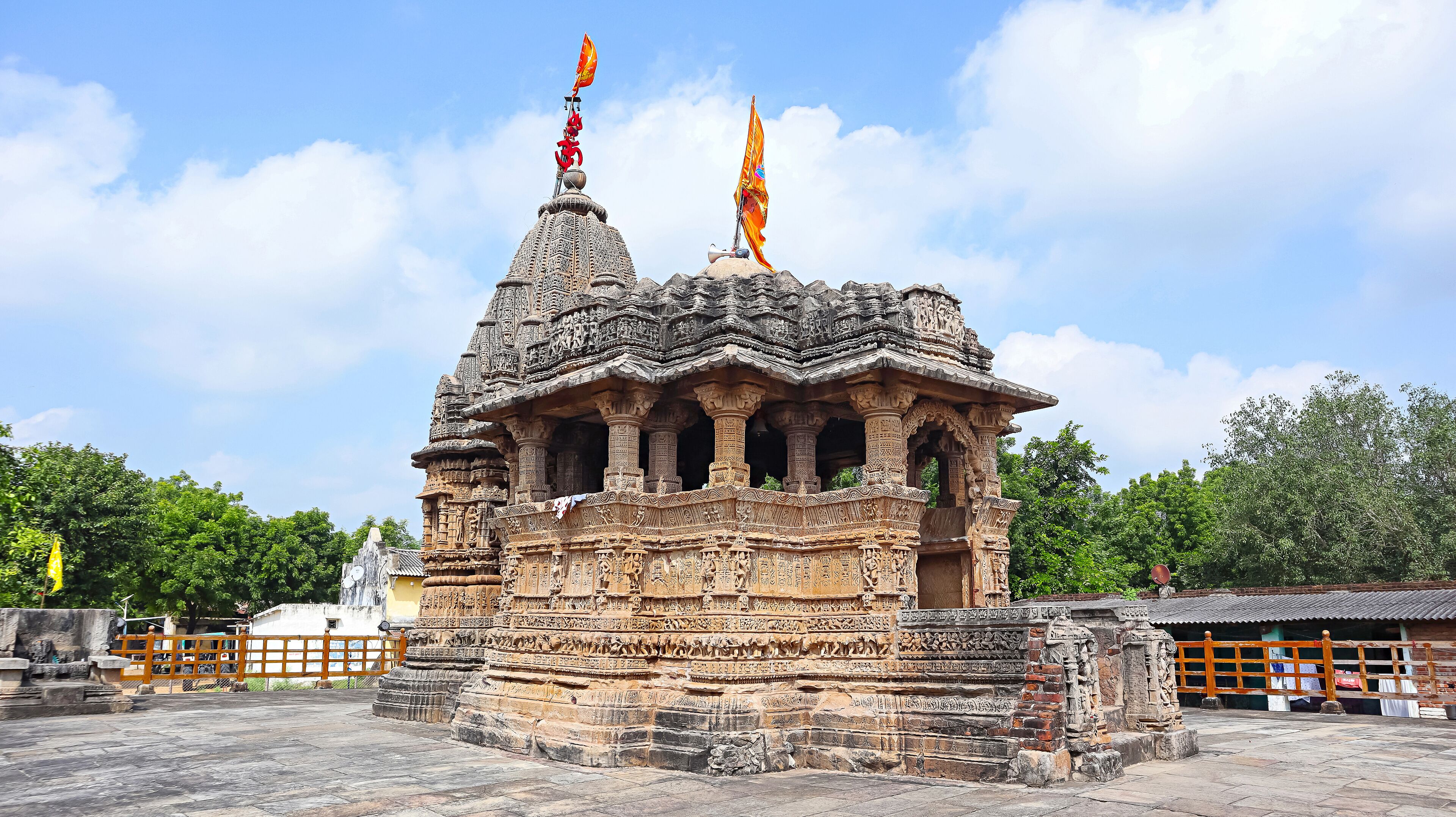Front view of Jasmalnathji Mahadev Temple, Asoda, Mehsana, Gujarat, India.